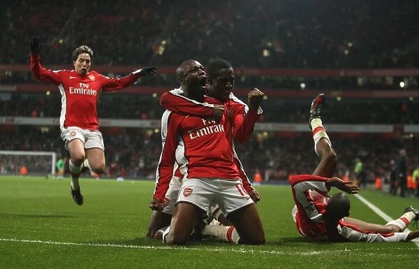 Arsenal's Gallas and Teammates Celebrate Second Goal Against Hull City in FA Cup Sixth Round