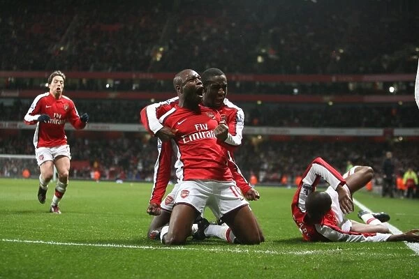 Arsenal's Gallas and Teamsmates Celebrate Second Goal Against Hull City in FA Cup
