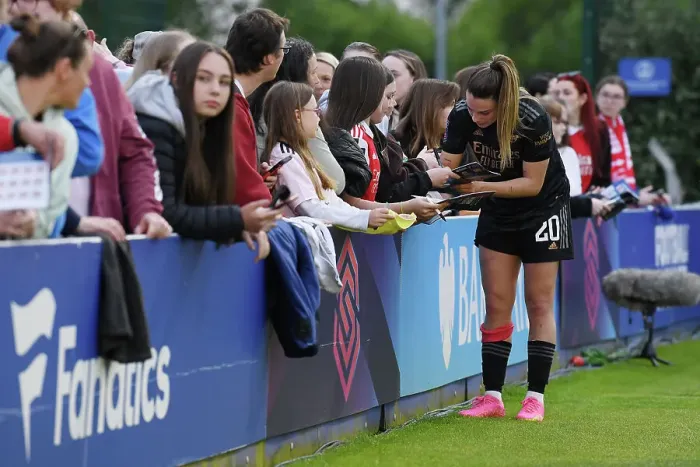 Framed Print : Arsenal's Gio Queiroz Signs Autographs after Everton vs Arsenal Women's Super League Match