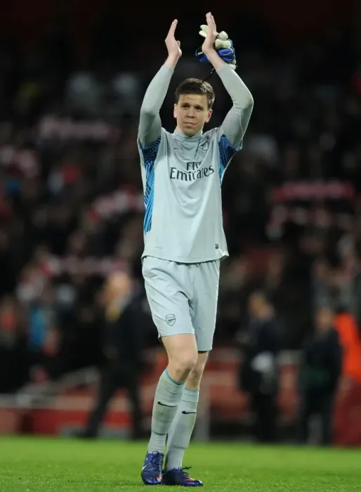Framed Print : Arsenal's Glorious Night: Wojciech Szczesny Celebrates 3-0 Win Over AC Milan in the UEFA Champions League