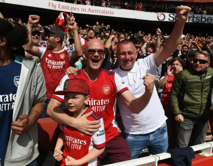 Framed Print : Arsenal's Glory: The Euphoria of Scoring the Third Goal Against Manchester United in the 2021-22 Premier League