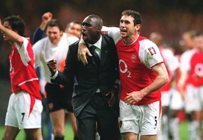 Framed Print : Arsenal's Glory: Sol Campbell and Martin Keown's FA Cup Victory Celebration vs. Southampton, Millennium Stadium, 2003