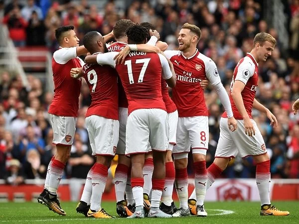 Arsenal's Goal Celebration: Monreal, Iwobi, Mustafi, Ramsey, Lacazette (vs Brighton & Hove Albion, 2017-18)