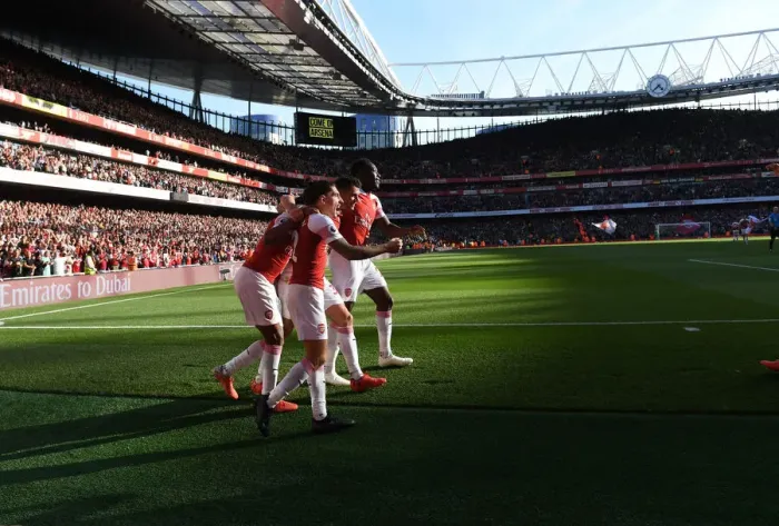 Framed Print : Arsenal's Goal Celebration: Xhaka, Lacazette, Bellerin, and Welbeck (Arsenal v Watford, 2018-19) Framed Print : Arsenal's Goal Celebration: Xhaka, Lacazette, Bellerin, and Welbeck (Arsenal v Watford, 2018-19)