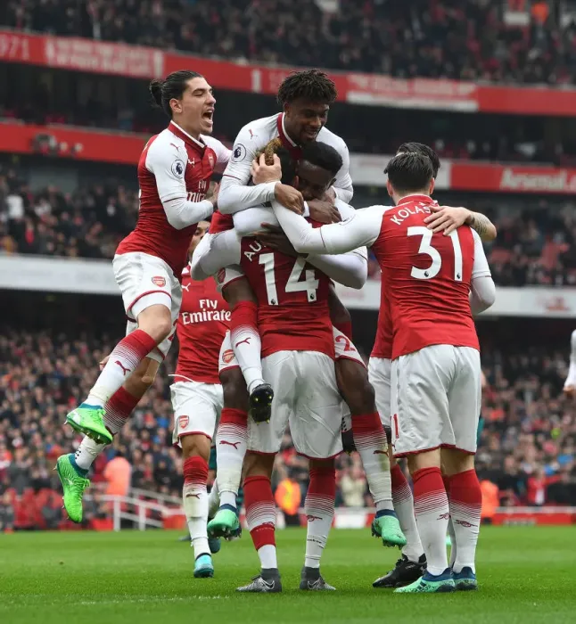Framed Print : Arsenal's Goal Celebrations: Aubameyang, Welbeck, Iwobi, Bellerin, Kolasinac (2017-18) Framed Print : Arsenal's Goal Celebrations: Aubameyang, Welbeck, Iwobi, Bellerin, Kolasinac (2017-18)