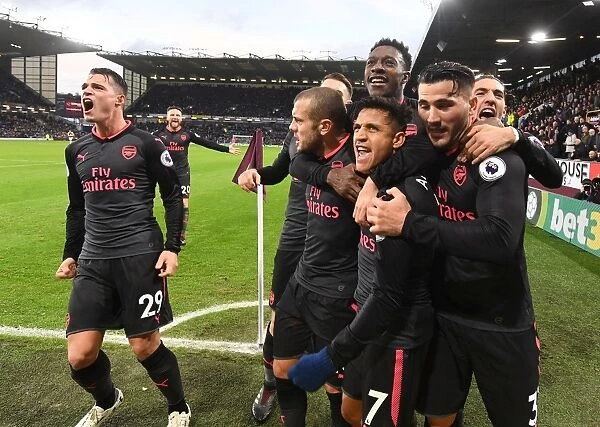 Arsenal's Goal Celebrations: Sanchez, Xhaka, Wilshere, Welbeck, Bellerin, and Kolasinac (Burnley v Arsenal, 2017-18)
