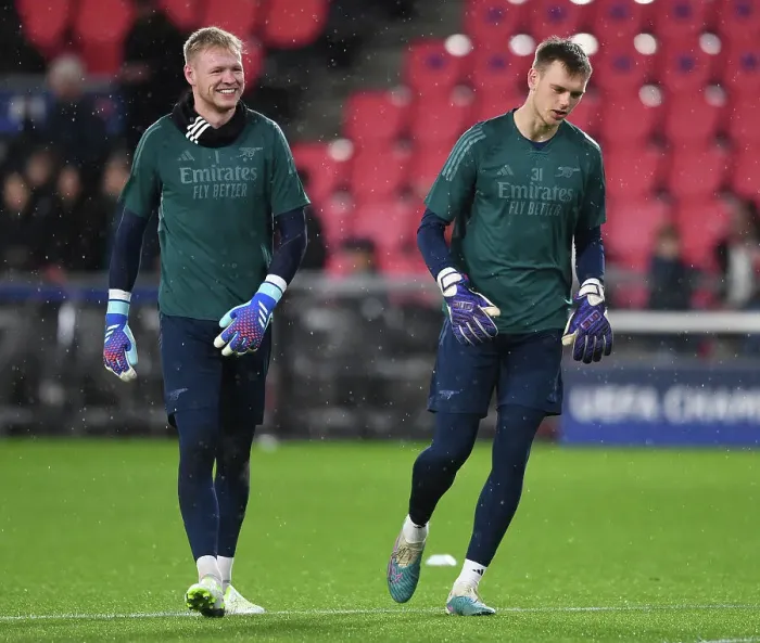 Framed Print : Arsenal's Goalkeepers Prepare for PSV Eindhoven Showdown in Champions League Group Stage Framed Print : Arsenal's Goalkeepers Prepare for PSV Eindhoven Showdown in Champions League Group Stage