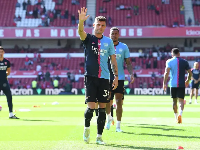 Framed Print : Arsenal's Granit Xhaka Acknowledges Fans Before Nottingham Forest Clash (May 2023)