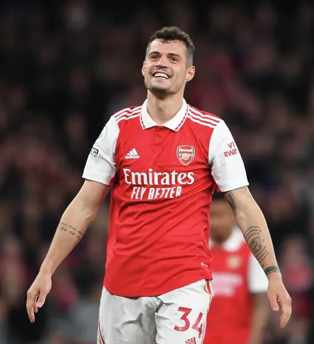 Framed Print : Arsenal's Granit Xhaka in Action Against Chelsea in the 2022-23 Premier League Clash