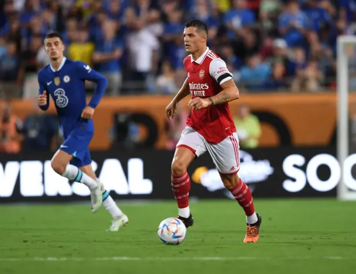 Framed Print : Arsenal's Granit Xhaka in Action Against Chelsea - Florida Cup 2022-23