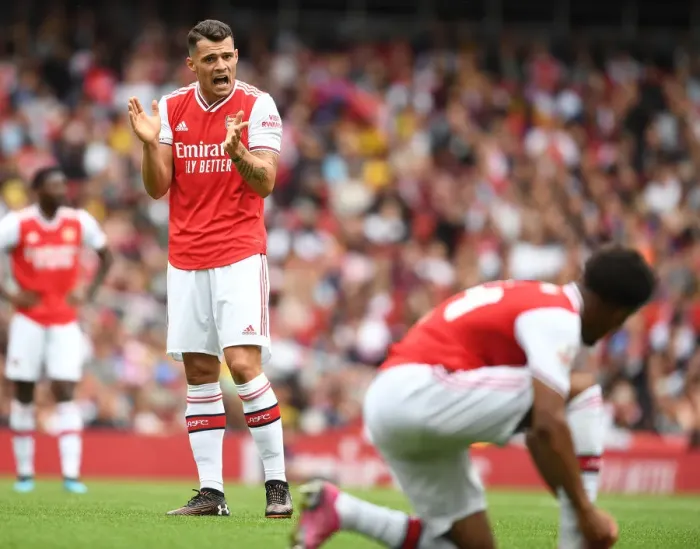 Framed Print : Arsenal's Granit Xhaka in Action against Olympique Lyonnais at Emirates Cup 2019 Framed Print : Arsenal's Granit Xhaka in Action against Olympique Lyonnais at Emirates Cup 2019