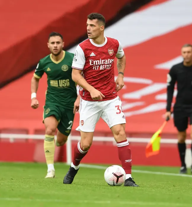 Framed Print : Arsenal's Granit Xhaka in Action Against Sheffield United: 2020-21 Premier League Framed Print : Arsenal's Granit Xhaka in Action Against Sheffield United: 2020-21 Premier League