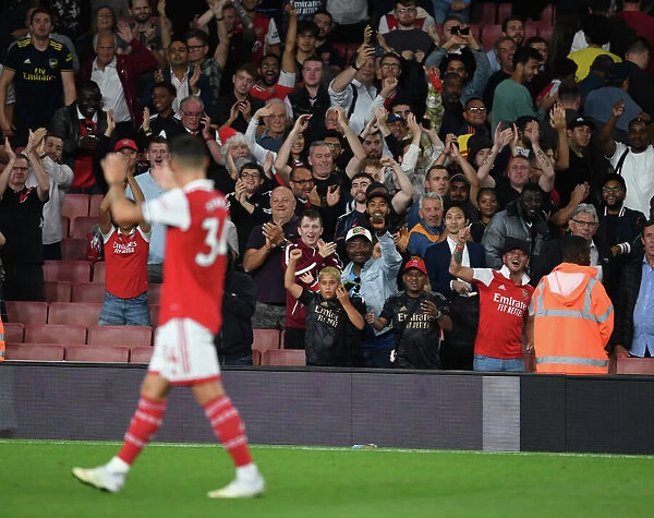 Arsenal's Granit Xhaka Applauding Fans: Arsenal FC vs Aston Villa, Premier League 2022-23