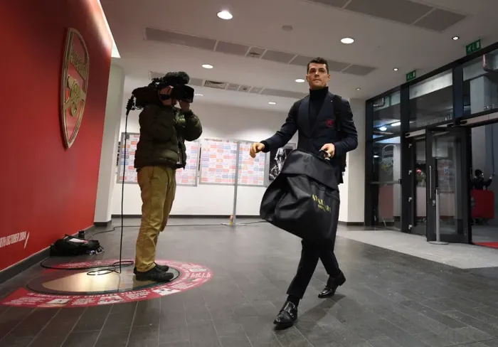 Framed Print : Arsenal's Granit Xhaka Arrives at Emirates Stadium Before Arsenal v Cardiff City (2018-19) Framed Print : Arsenal's Granit Xhaka Arrives at Emirates Stadium Before Arsenal v Cardiff City (2018-19)