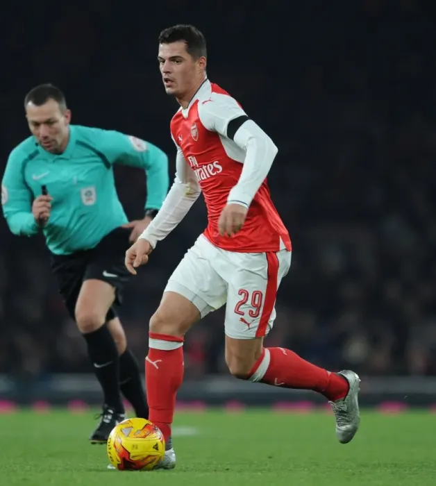 Framed Print : Arsenal's Granit Xhaka in EFL Cup Quarter-Final Clash Against Southampton