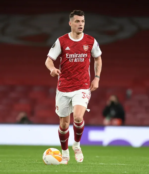 Framed Print : Arsenal's Granit Xhaka at Empty Emirates Stadium: Arsenal v Slavia Prague in UEFA Europa League Quarterfinals (April 2021) Framed Print : Arsenal's Granit Xhaka at Empty Emirates Stadium: Arsenal v Slavia Prague in UEFA Europa League Quarterfinals (April 2021)