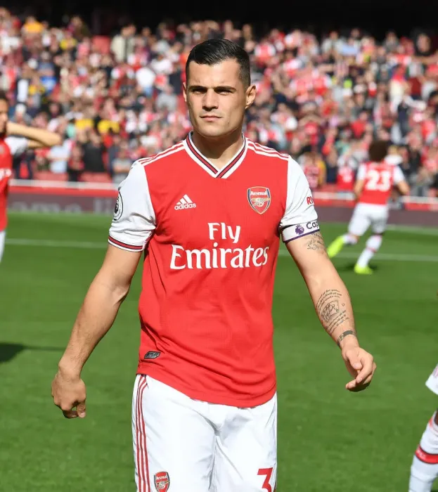 Framed Print : Arsenal's Granit Xhaka at Emirates Stadium before Arsenal v AFC Bournemouth (2019-20)
