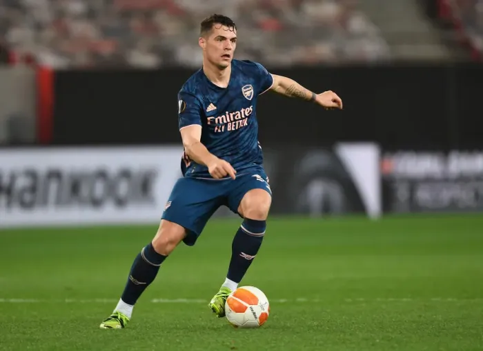 Framed Print : Arsenal's Granit Xhaka in Empty Europa League Match: Olympiacos vs. Arsenal (2020-21) Framed Print : Arsenal's Granit Xhaka in Empty Europa League Match: Olympiacos vs. Arsenal (2020-21)
