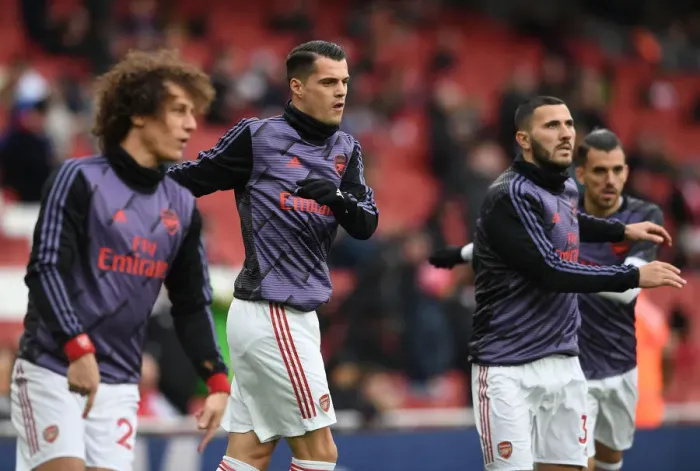 Framed Print : Arsenal's Granit Xhaka: Focused Ahead of Arsenal v Everton Premier League Clash