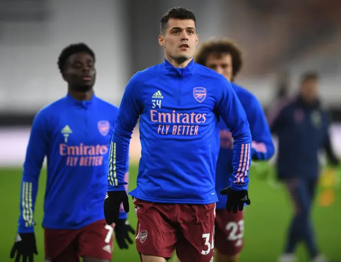 Framed Print : Arsenal's Granit Xhaka Gears Up for Wolverhampton Wanderers Clash in Premier League