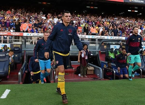 Arsenal's Granit Xhaka Leads Team Out in FC Barcelona Pre-Season Friendly (2019-20)