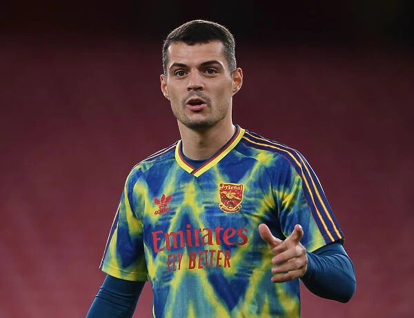 Arsenal's Granit Xhaka: Pre-Match Focus at Empty Emirates Against Leicester City (2020-21)