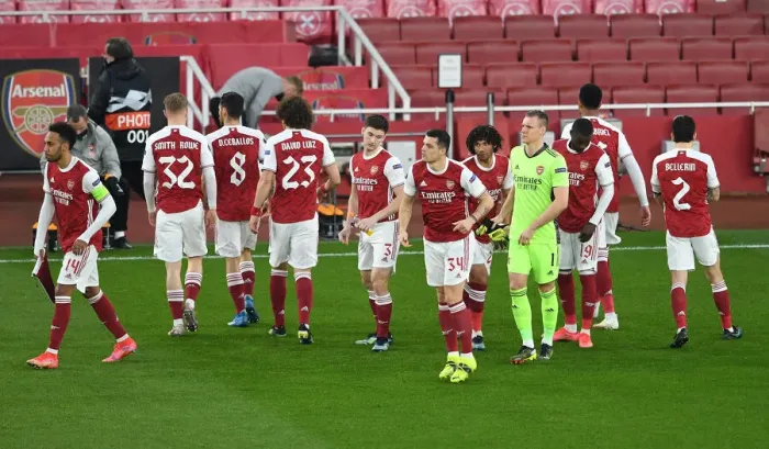 Framed Print : Arsenal's Granit Xhaka: Pre-Match Focus at Empty Emirates Stadium in Europa League Clash Against Olympiacos
