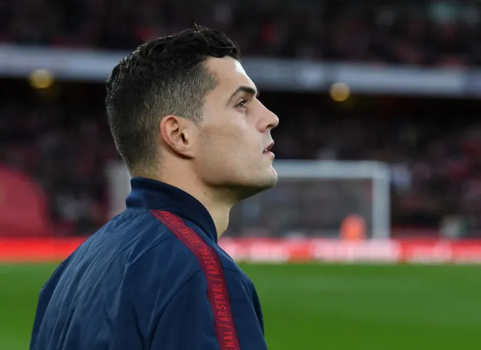 Framed Print : Arsenal's Granit Xhaka Prepares for Crystal Palace Clash in Premier League (Arsenal v Crystal Palace 2019-20)