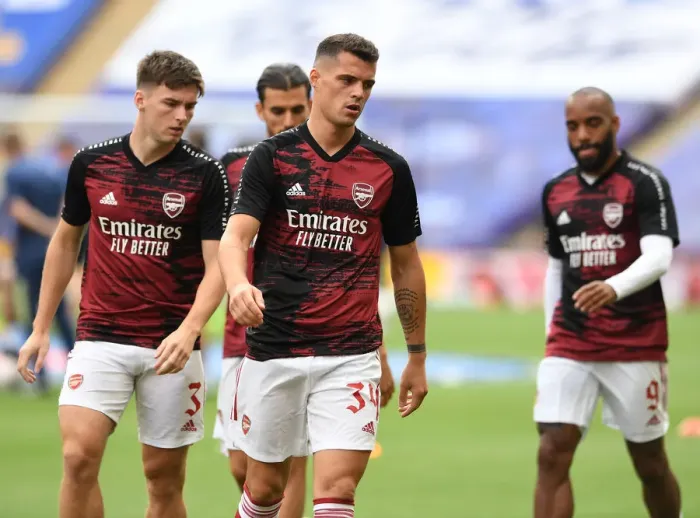 Framed Print : Arsenal's Granit Xhaka Prepares for FA Cup Final Against Chelsea Amid Empty Wembley Stadium (Arsenal v Chelsea, FA Cup 2020)