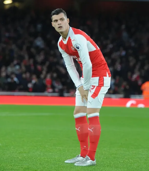 Framed Print : Arsenal's Granit Xhaka Prepares for Stoke City Clash (Premier League 2016-17) Framed Print : Arsenal's Granit Xhaka Prepares for Stoke City Clash (Premier League 2016-17)