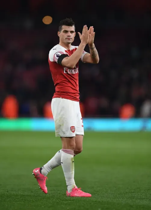 Framed Print : Arsenal's Granit Xhaka Rallies Fans After Arsenal vs. Liverpool Match