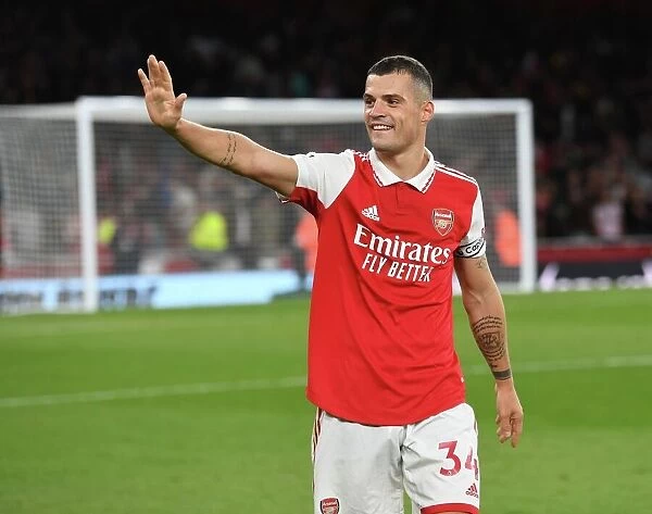 Arsenal's Granit Xhaka Reacts After Arsenal FC vs Liverpool FC, Premier League 2022-23
