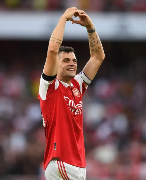 Framed Print : Arsenal's Granit Xhaka Reacts After Arsenal FC vs Fulham FC, Premier League 2022-23