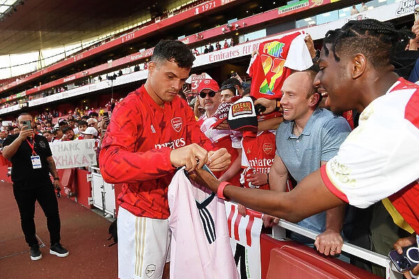 Arsenal's Granit Xhaka Signs Autographs After Arsenal v Wolverhampton Wanderers Match, 2022-23 Season
