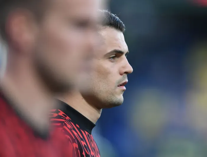 Framed Print : Arsenal's Granit Xhaka at Villarreal's Empty Estadio de la Ceramica - UEFA Europa League Semi-Final