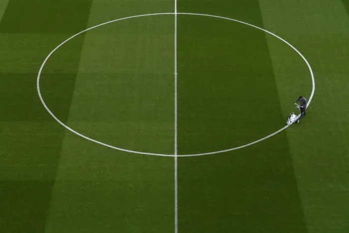 Framed Print : Arsenal's Groundsman: Battle Preparation at Emirates Stadium for Arsenal vs Manchester United (FA Cup) Framed Print : Arsenal's Groundsman: Battle Preparation at Emirates Stadium for Arsenal vs Manchester United (FA Cup)