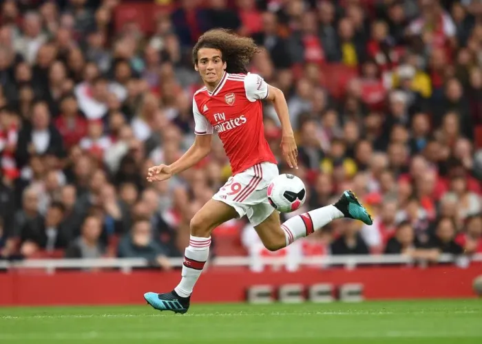Framed Print : Arsenal's Guendouzi in Action Against Aston Villa in 2019-20 Premier League