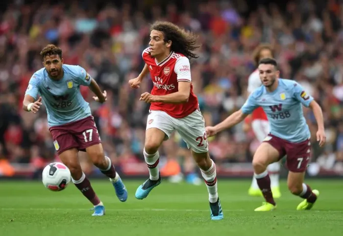 Framed Print : Arsenal's Guendouzi in Action against Aston Villa in the Premier League (2019-20)