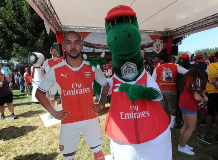 Framed Print : Arsenal's Gunnersaus Mascot Before Arsenal vs. Chivas Match Framed Print : Arsenal's Gunnersaus Mascot Before Arsenal vs. Chivas Match
