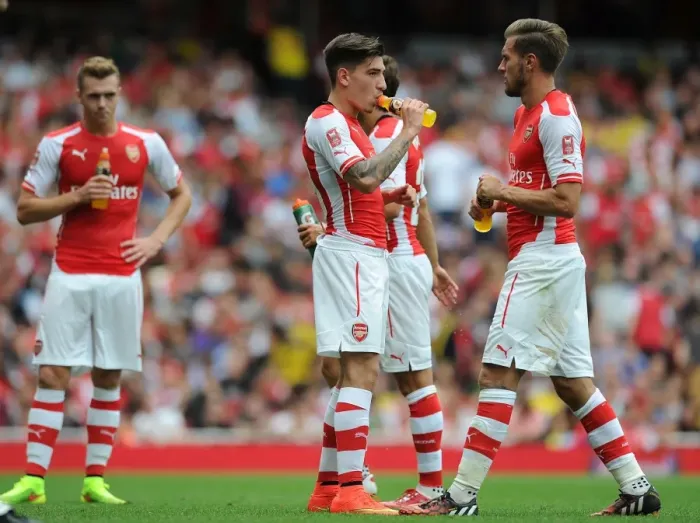 Framed Print : Arsenal's Hector Bellerin and Aaron Ramsey in Action against Benfica at the Emirates Cup, 2014