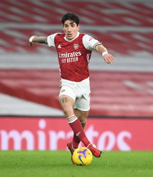 Framed Print : Arsenal's Hector Bellerin in Action at Emptied-Out Emirates Stadium Against Crystal Palace (Premier League 2020-21)