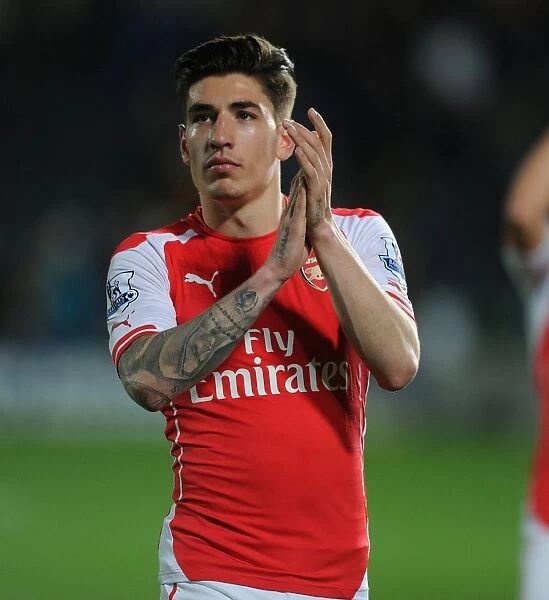 Arsenal's Hector Bellerin Celebrates with Fans after Securing Premier League Victory over Hull City