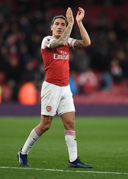 Arsenal's Hector Bellerin Celebrates with Fans after Victory over Leicester City