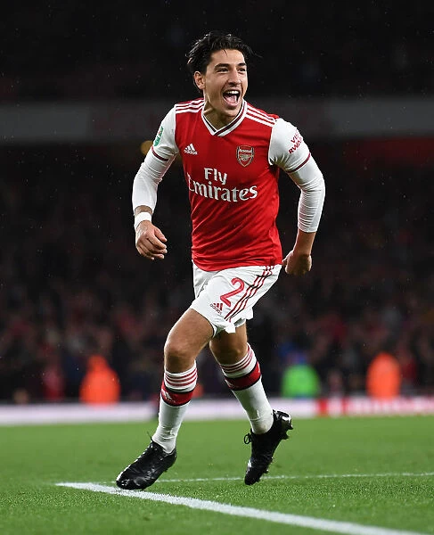 Arsenal's Hector Bellerin Celebrates Third Goal vs. Nottingham Forest in Carabao Cup