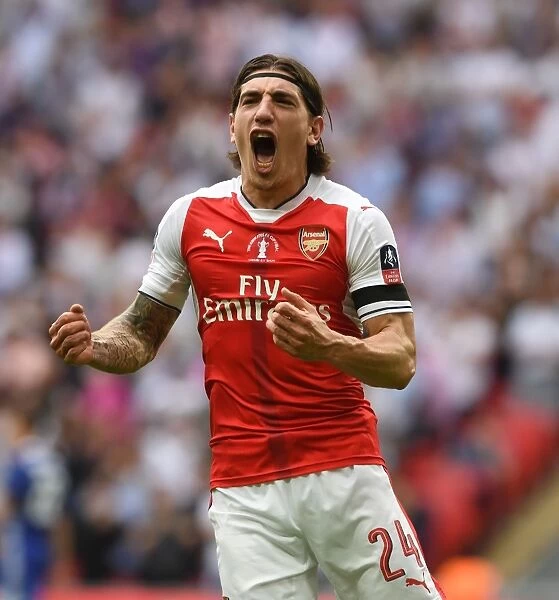 Arsenal's Hector Bellerin Celebrates Second Goal vs. Chelsea - FA Cup Final 2017