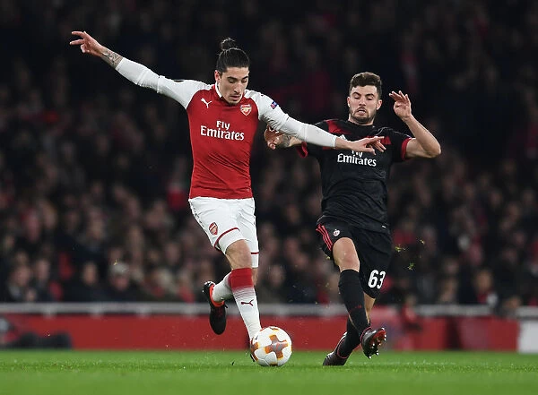 Arsenal's Hector Bellerin Clashes with AC Milan's Patrick Cutrone in Europa League Showdown