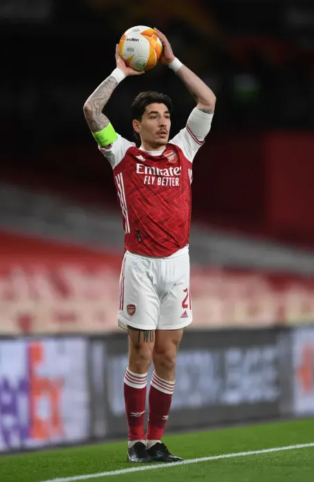 Framed Print : Arsenal's Hector Bellerin at Empty Emirates Stadium: Arsenal FC vs Slavia Praha, UEFA Europa League Quarterfinal, London, England, April 2021