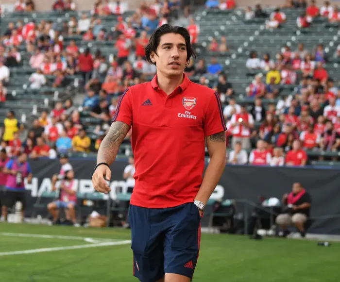 Framed Print : Arsenal's Hector Bellerin: Gear Up Moment Before Arsenal FC vs. FC Bayern at the International Champions Cup, 2019