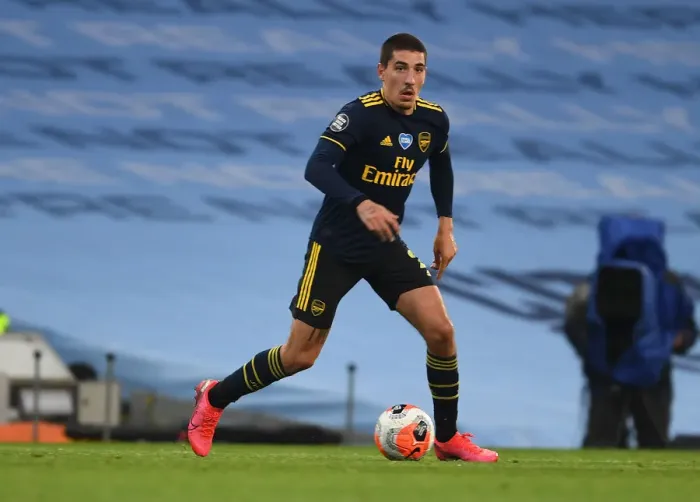 Framed Print : Arsenal's Hector Bellerin Goes Head-to-Head with Manchester City in Premier League Battle Framed Print : Arsenal's Hector Bellerin Goes Head-to-Head with Manchester City in Premier League Battle