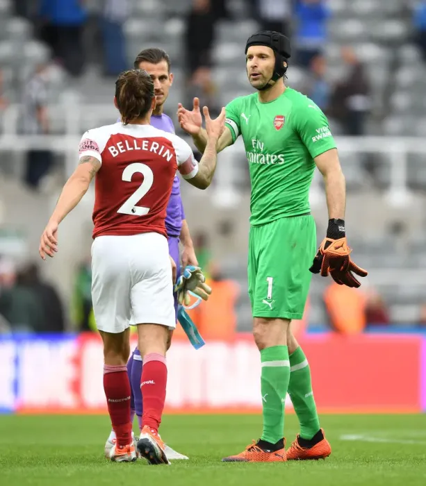 Framed Print : Arsenal's Hector Bellerin and Petr Cech Share a Moment after Newcastle United Clash Framed Print : Arsenal's Hector Bellerin and Petr Cech Share a Moment after Newcastle United Clash